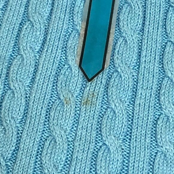 LL Bean Women's Blue Cable Knit Cardigan Medium - Picture 6 of 8